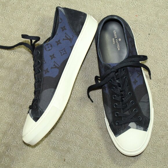 Louis Vuitton Camo Tattoo Cloth Suede Low Top Trainers Sneakers Men's 9.5 /Wm 11 - Picture 1 of 9
